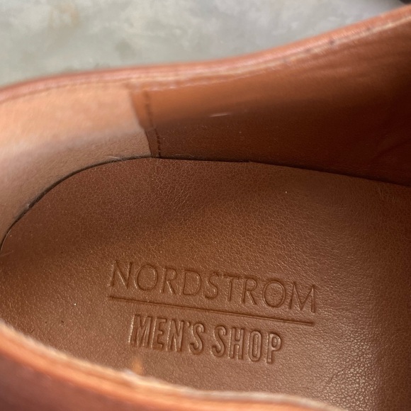NORDSTROM MENS Emmett Plain Toe Leather Derby Shoes in Brown Ochre - Picture 5 of 11